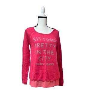 DKNY Jeans Junior’s “Sitting Pretty in the City” Sweater, Tulip, Size M